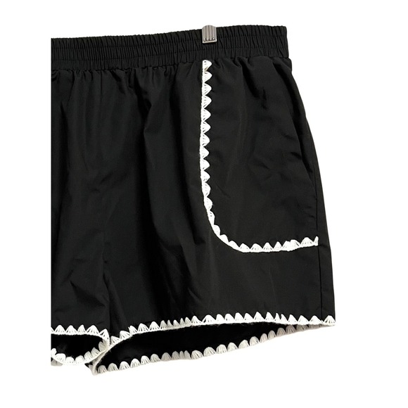 Pink Lily Tank Shorts Set Womens XL Black Crochet Trim Tie Strap Pockets Casual - Picture 7 of 11